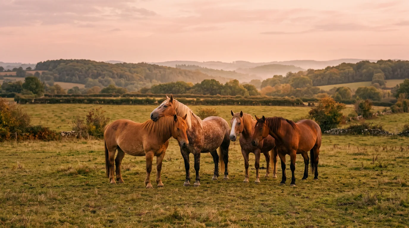 Les chevaux du Ferme équestre Hippocamp en liberté, Dordogne
